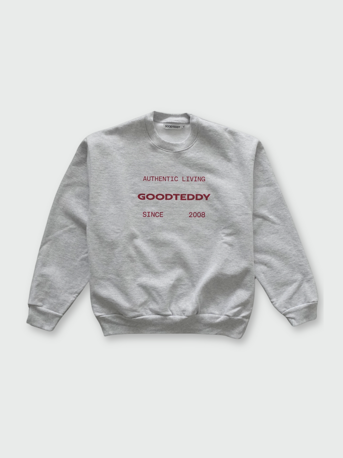AUTHENTIC LIVING CREWNECK - ASH/MERLOT